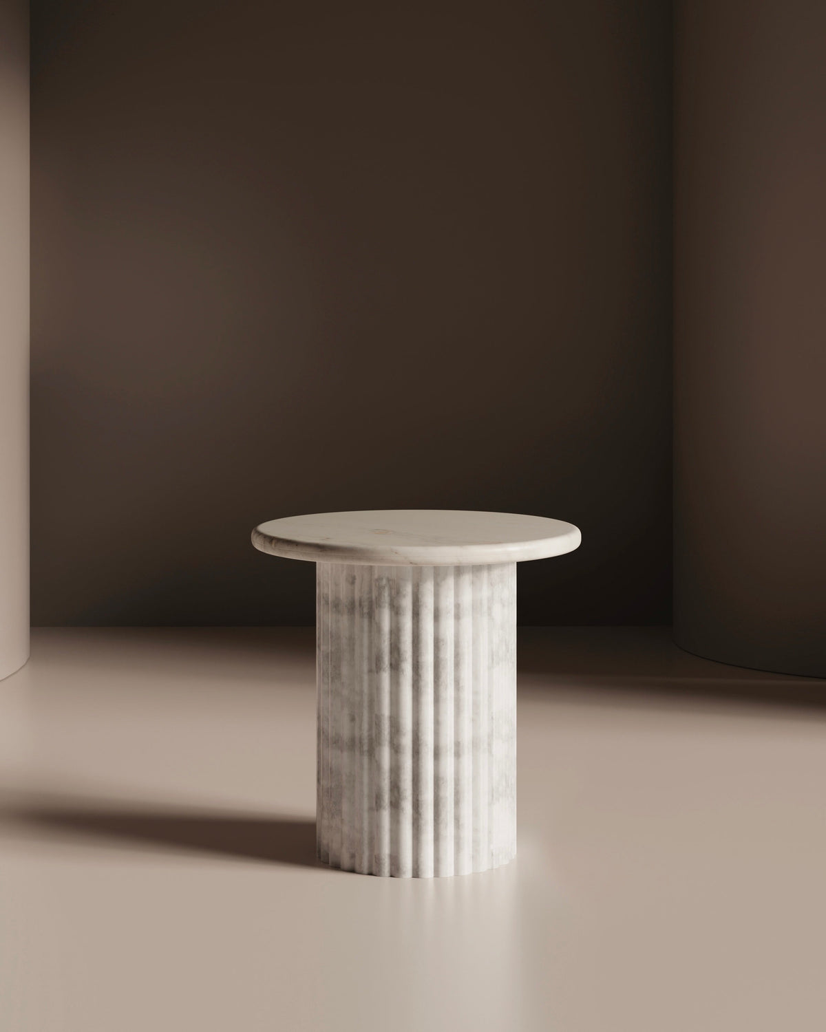 Waverly White Marble End Table - 20x20 Italian Contemporary Design Side Table