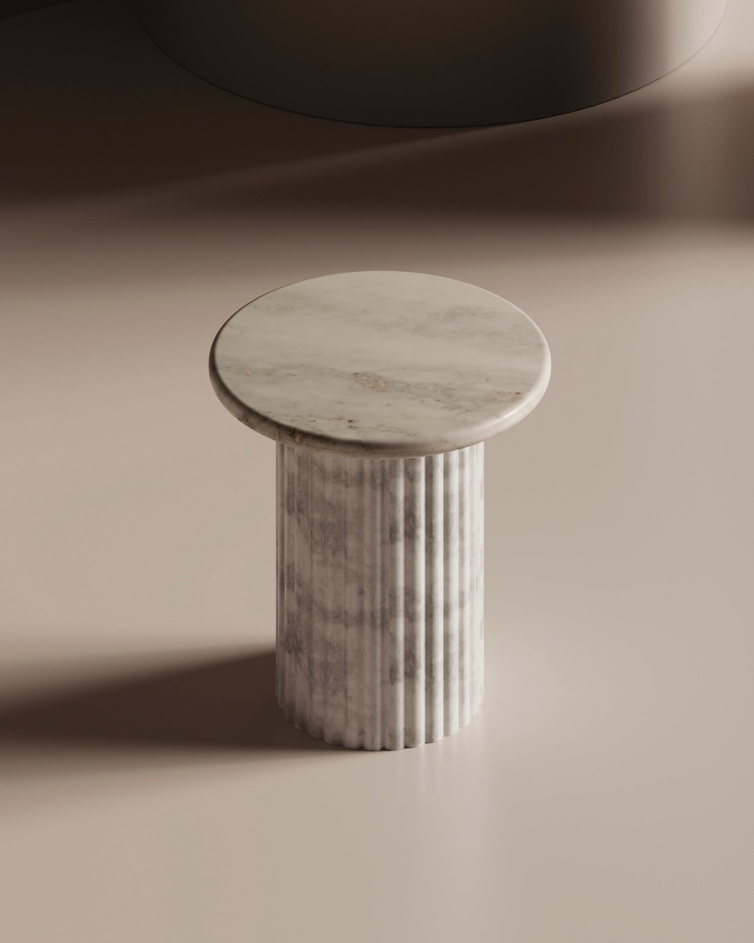 Waverly White Marble End Table - 20x20 Italian Contemporary Design Side Table