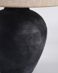 Zarita Minimalist Table Lamp - Black & Tan Textured 17.3" H