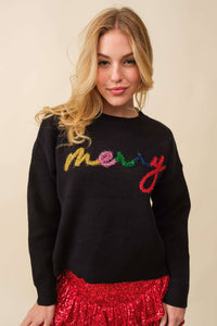 Red “Merry” Letter Christmas Sweater