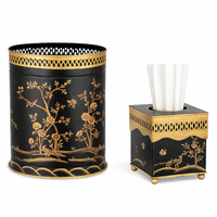 Black & Gold Oval Pierced Wastepaper Basket