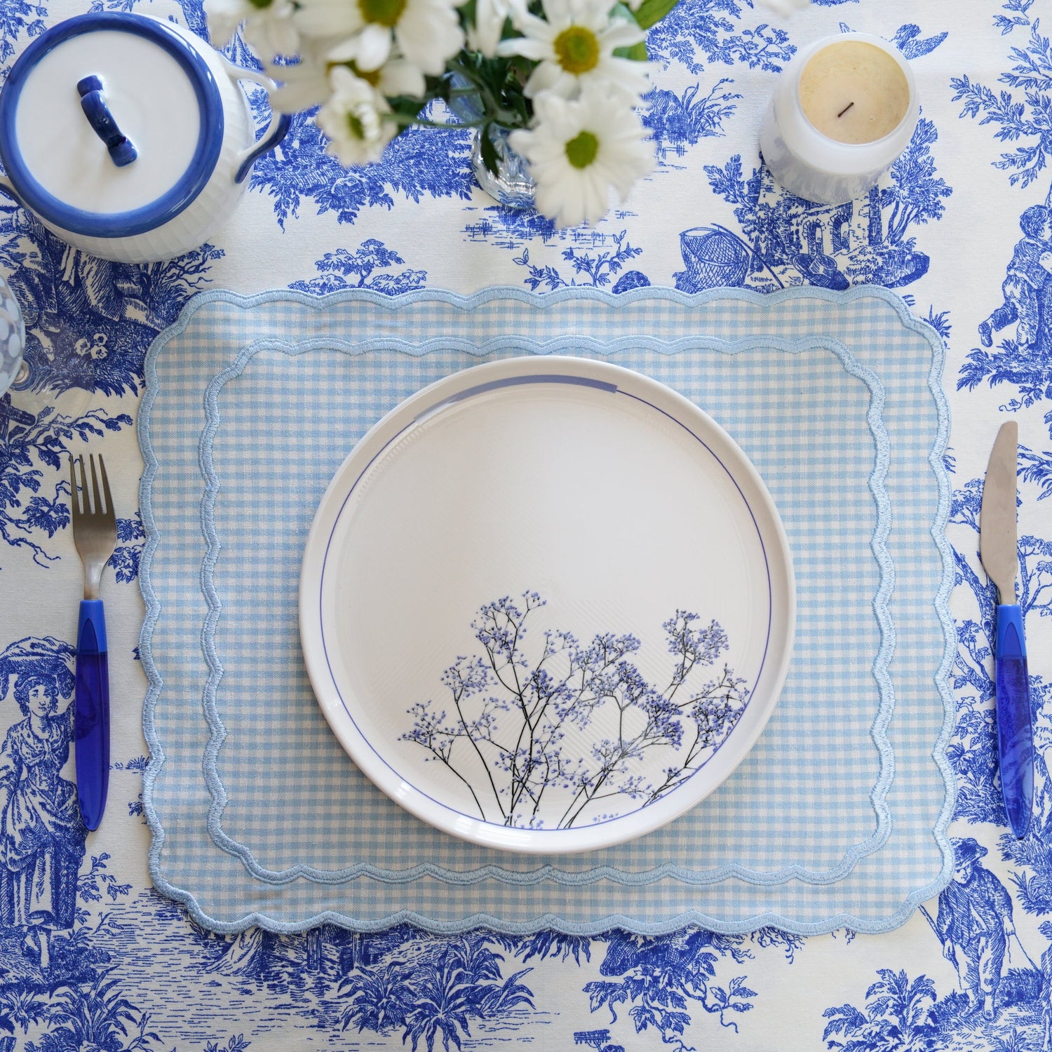 Blue Gingham Fabric Placemat