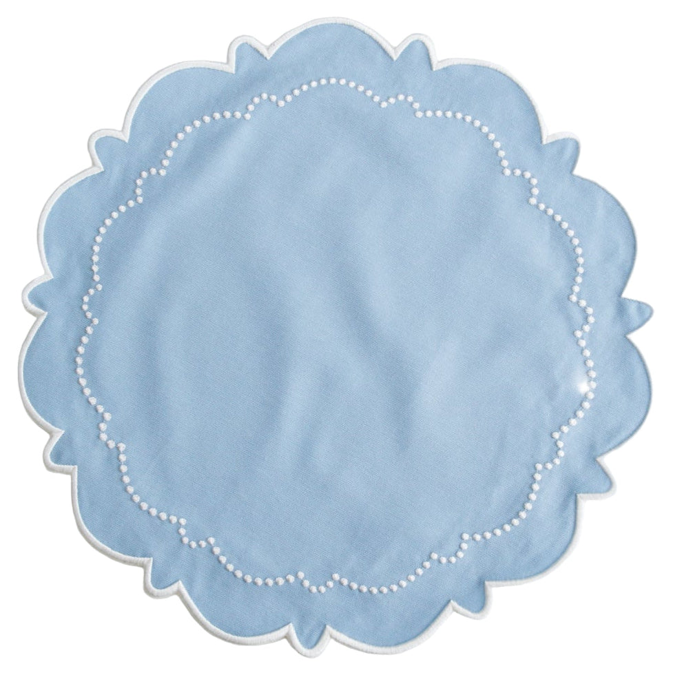 Blue Wavy Scalloped Round Placemat