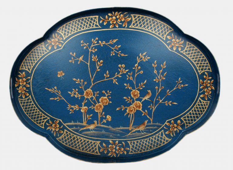 Navy & Gold Scalloped Tray Table