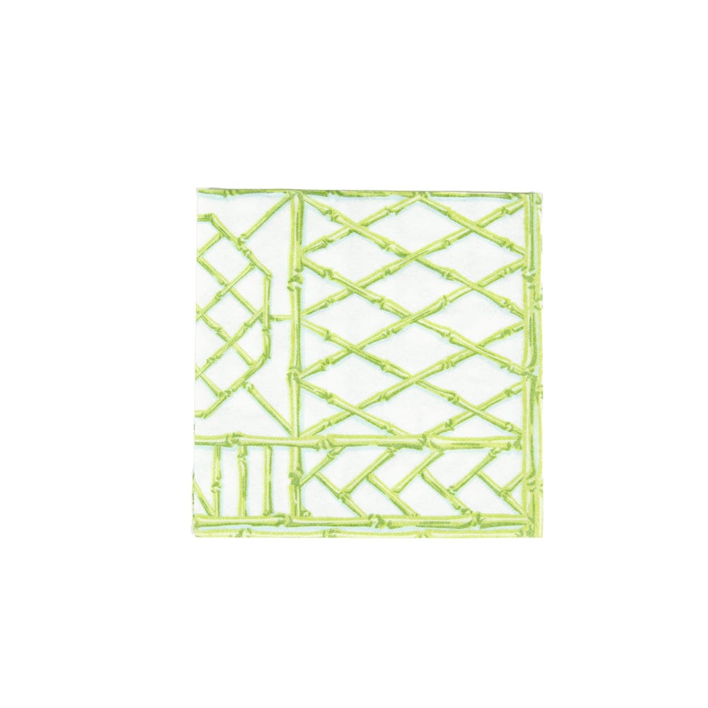 Bamboo Screen Moss Green - Paper Cocktail Napkin