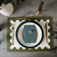 Lustre Dark Green Rectangle Faux Leather Placemat