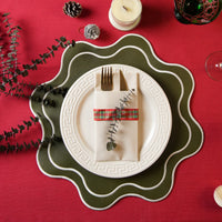 Haven Dark Green Wavy Edge Faux Leather Placemat