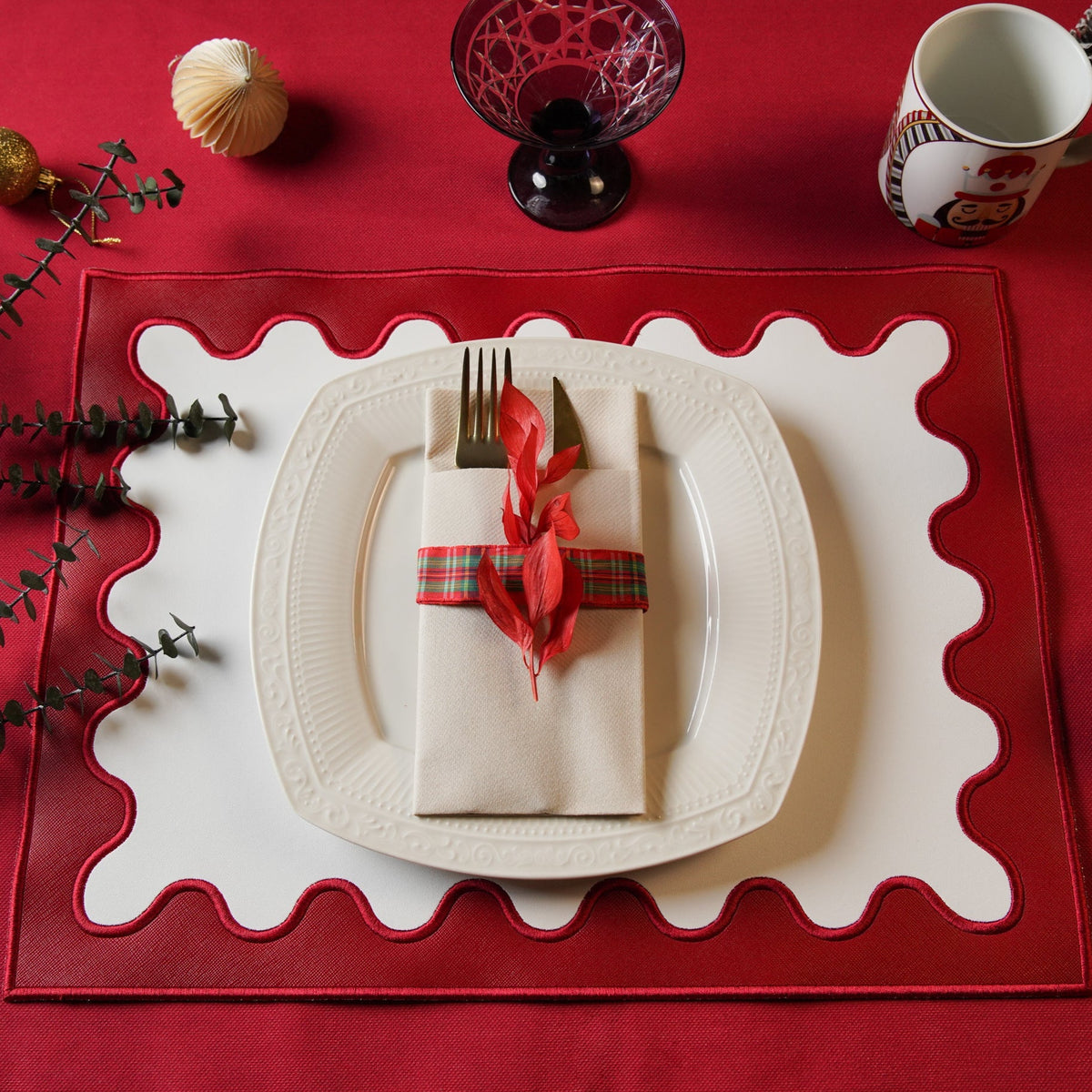 Lustre Red Rectangle Faux Leather Placemat