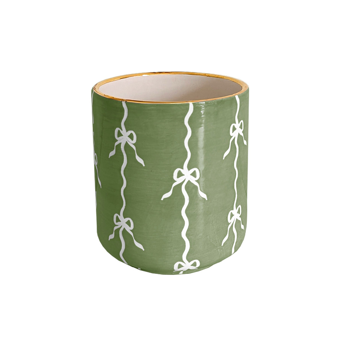 Bow Stripe Vase with 22K Gold Accent (Various Sizes & Colors)