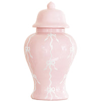 Bow Stripe Ginger Jars in Cherry Blossom Pink (Various Sizes)