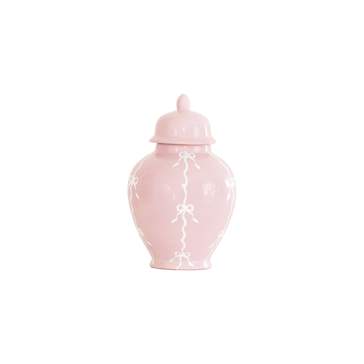 Bow Stripe Ginger Jars in Cherry Blossom Pink (Various Sizes)