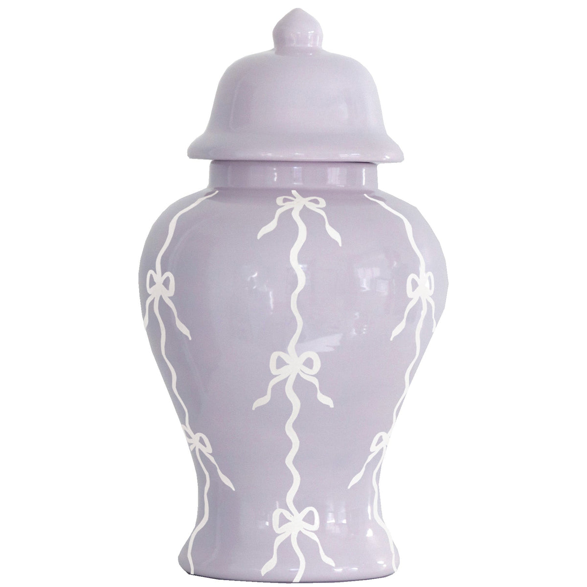 Bow Stripe Ginger Jars in Light Lavender (Various Sizes)