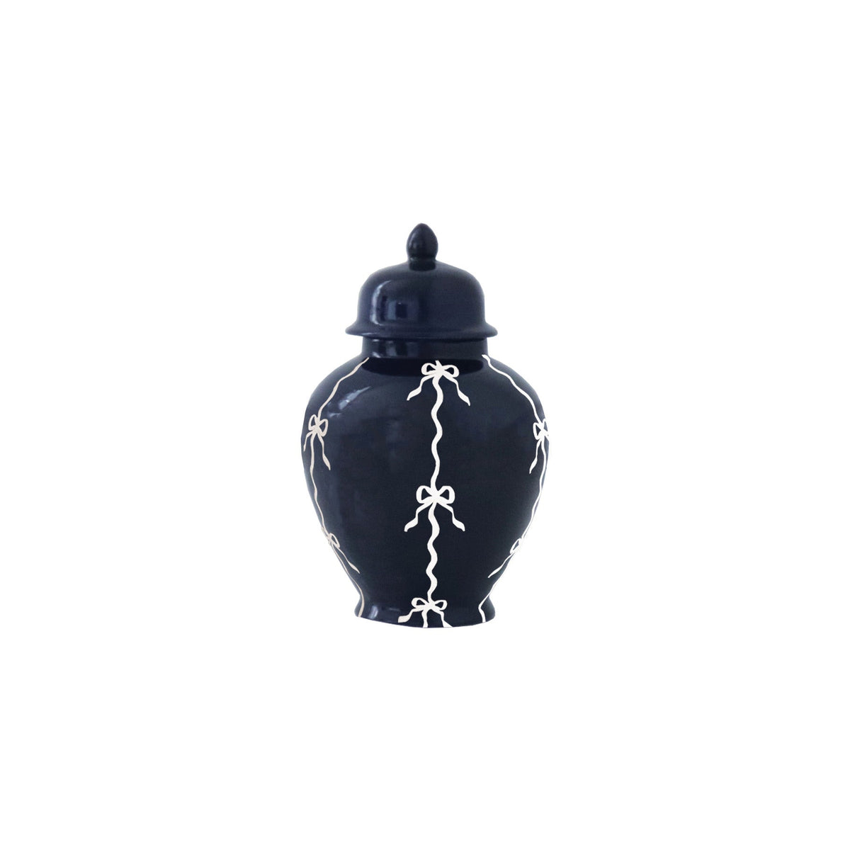 Bow Stripe Ginger Jars in Navy Blue (Various Sizes)