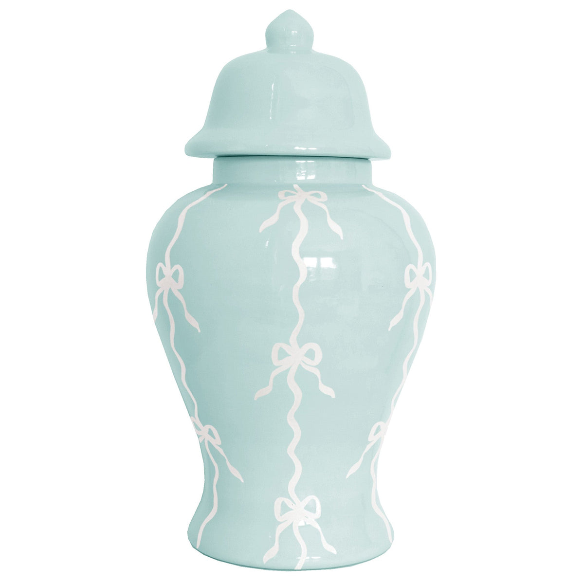 Bow Stripe Ginger Jars in Robin's Egg Blue (Various Sizes)