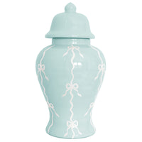 Bow Stripe Ginger Jars in Robin's Egg Blue (Various Sizes)