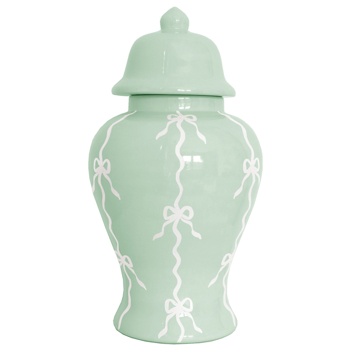 Bow Stripe Ginger Jars in Sea Glass (Various Sizes)