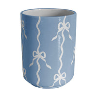 Bow Stripe Large Vase/ Utensil Holder (Various Colors)