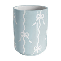 Bow Stripe Large Vase/ Utensil Holder (Various Colors)
