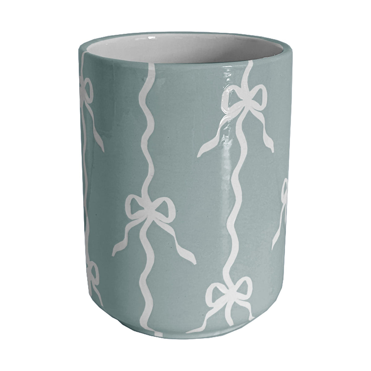 Bow Stripe Large Vase/ Utensil Holder (Various Colors)