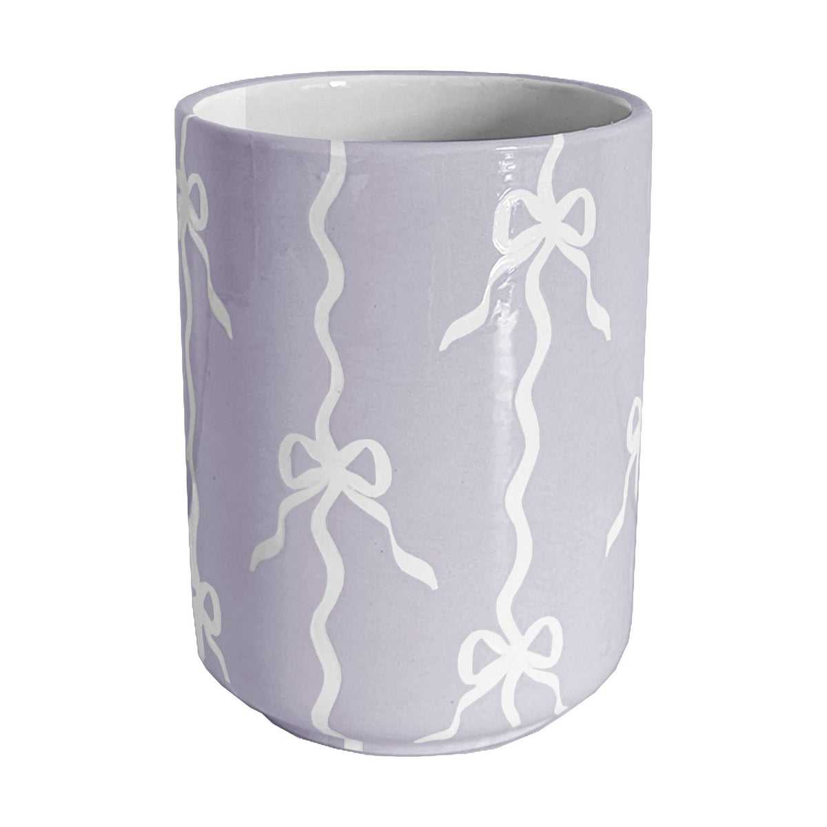 Bow Stripe Large Vase/ Utensil Holder (Various Colors)
