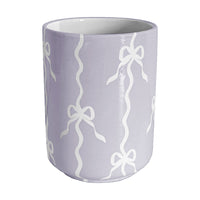 Bow Stripe Large Vase/ Utensil Holder (Various Colors)