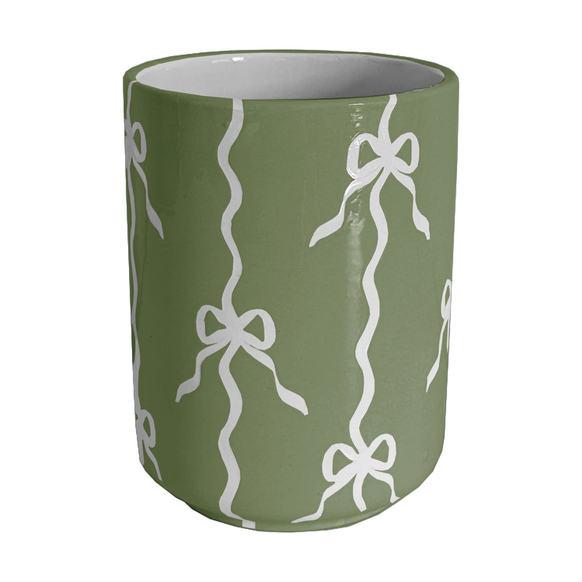 Bow Stripe Large Vase/ Utensil Holder (Various Colors)