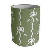 Bow Stripe Large Vase/ Utensil Holder (Various Colors)