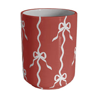 Bow Stripe Large Vase/ Utensil Holder (Various Colors)