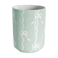 Bow Stripe Large Vase/ Utensil Holder (Various Colors)