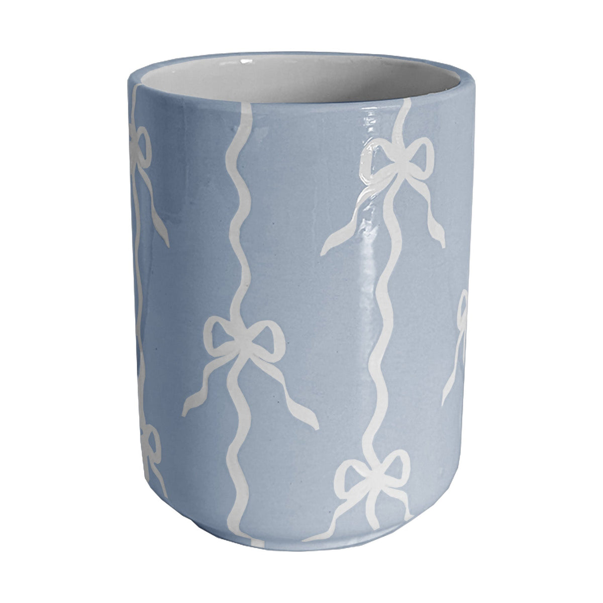 Bow Stripe Large Vase/ Utensil Holder (Various Colors)