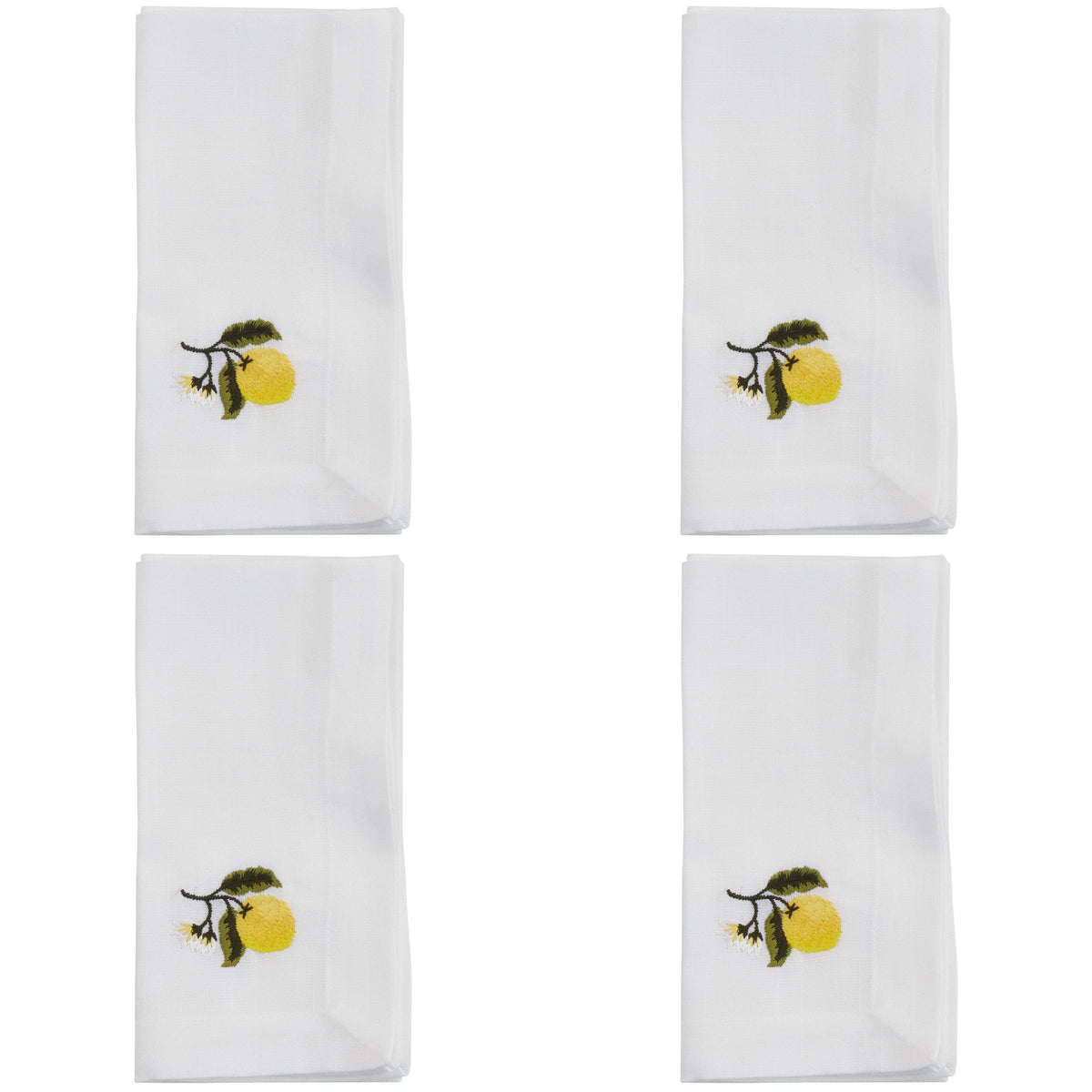 Embroidered Lemon Table Napkin – White (20") - Set of 2