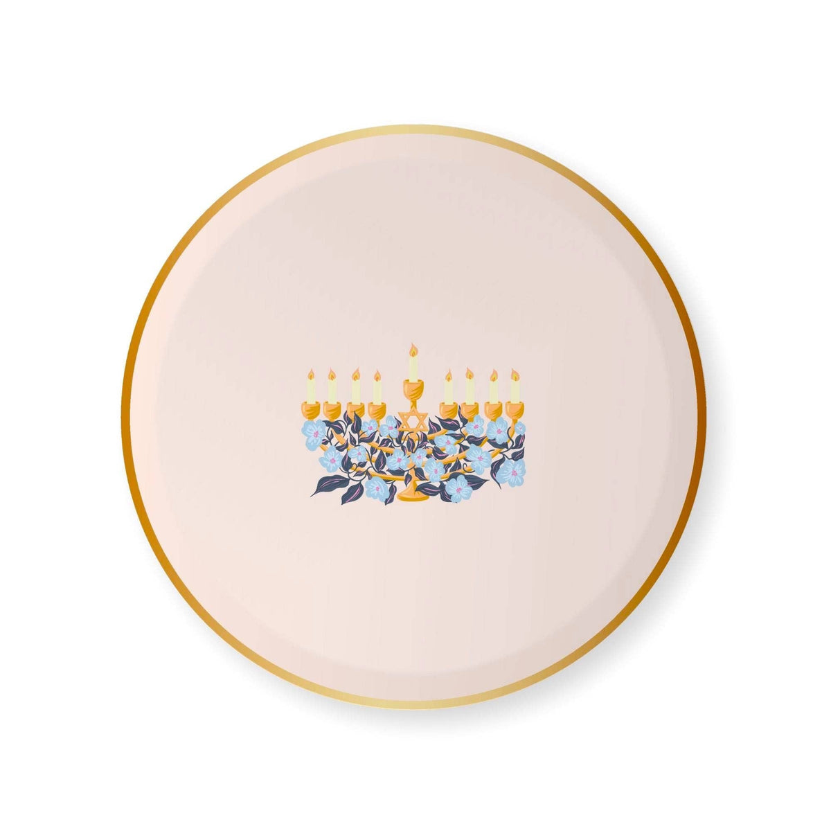 Happy Hanukkah Menorah Small Plates — Set of 8