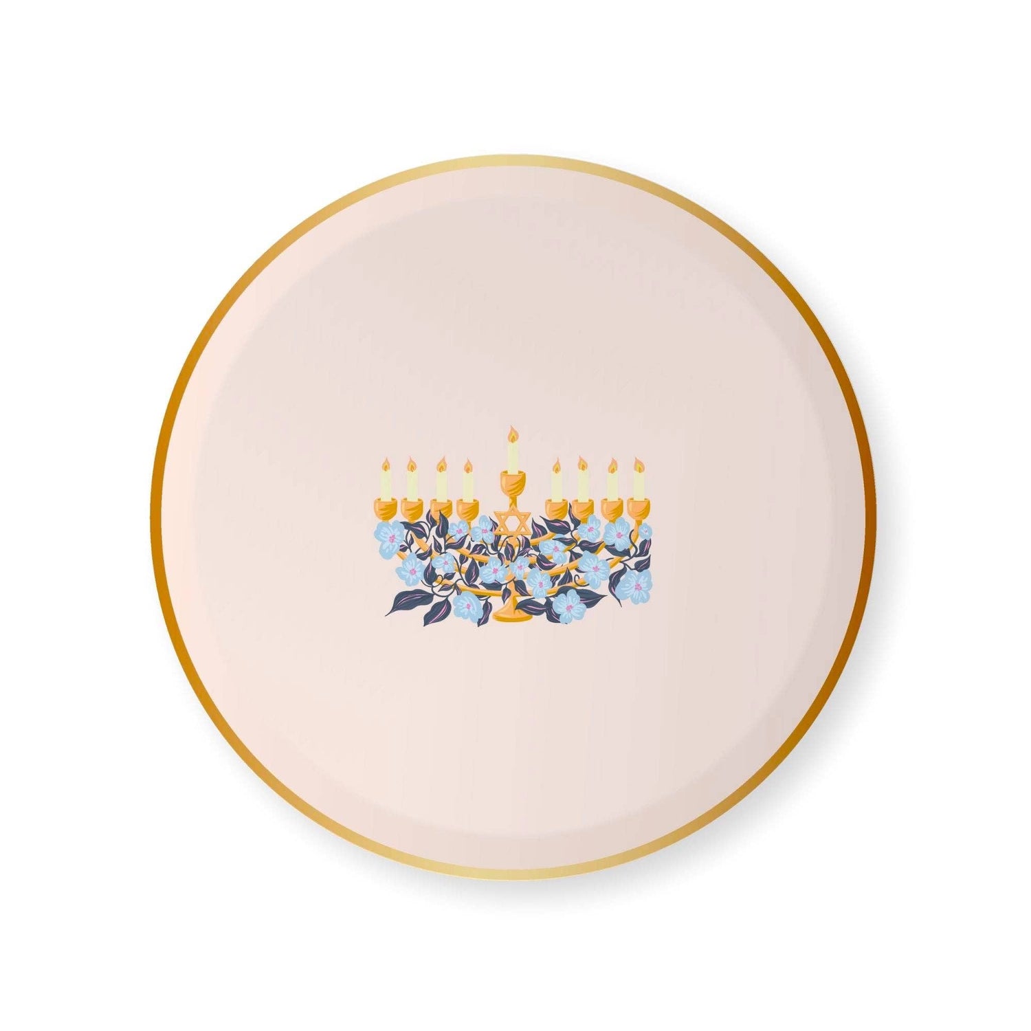 Happy Hanukkah Menorah Small Plates — Set of 8
