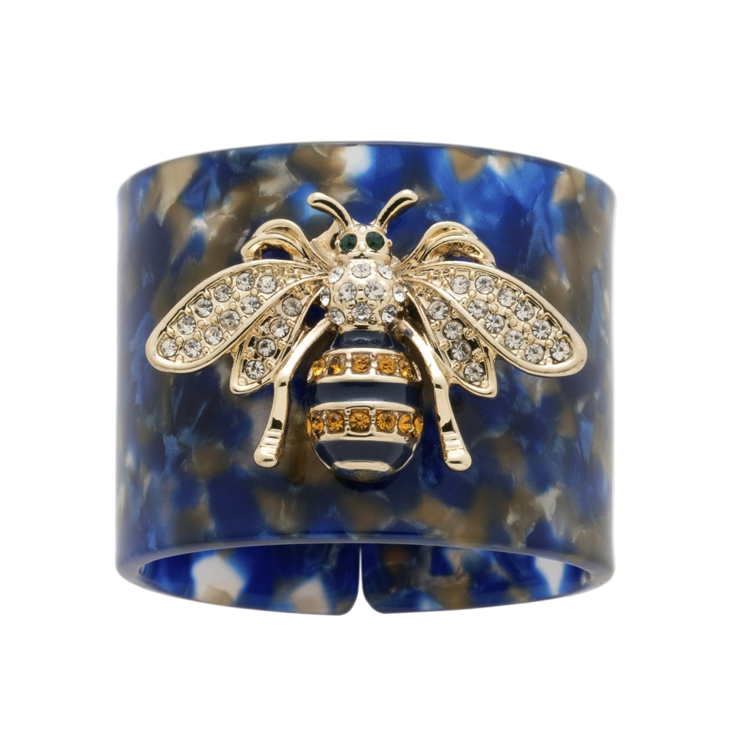Stripey Bee Resin Napkin Rings – Blue Tortoiseshell (Set of 4)