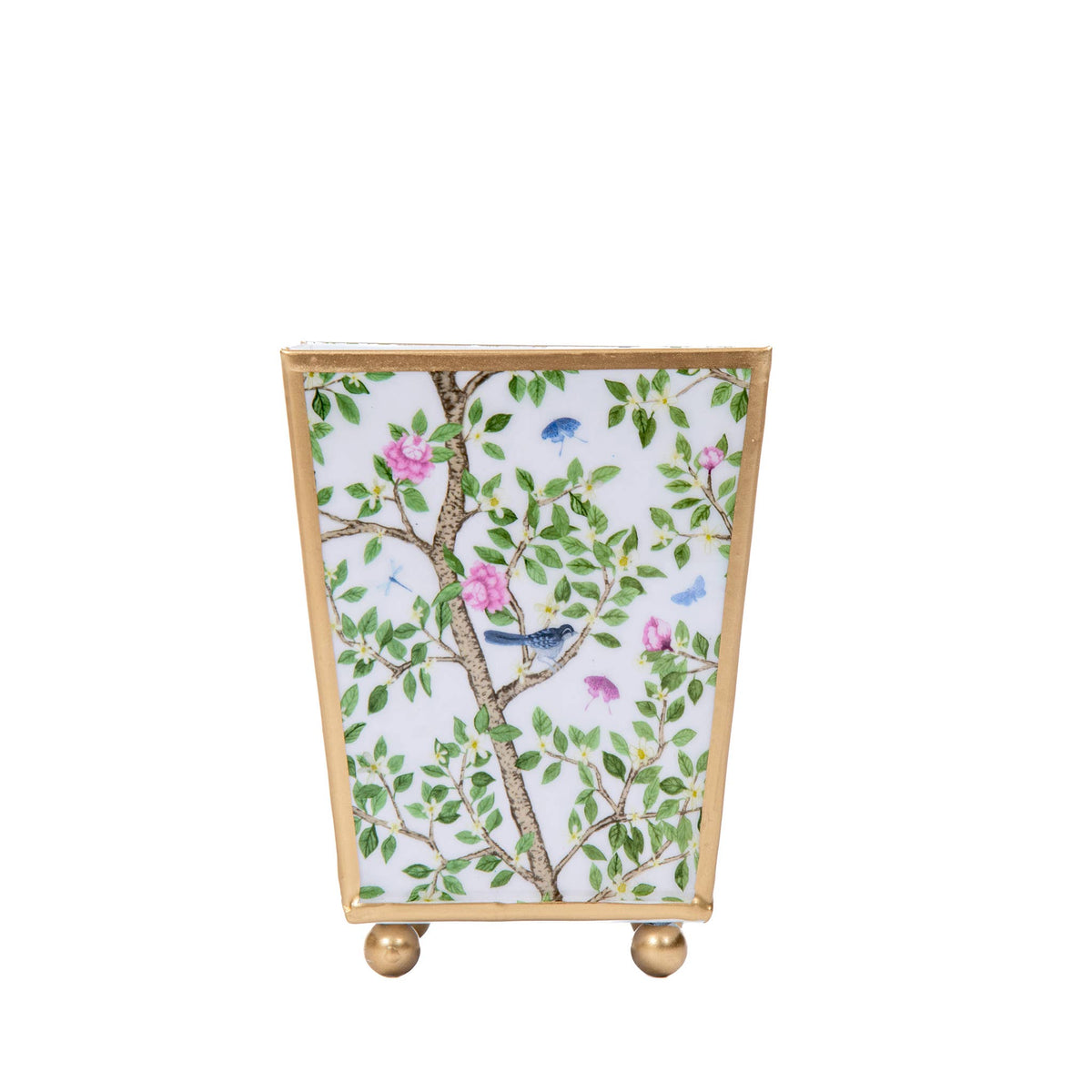Elsie's Garden Enameled Square Cachepot Planter - 4"
