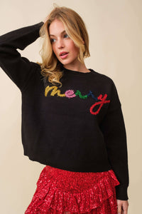 Red “Merry” Letter Christmas Sweater