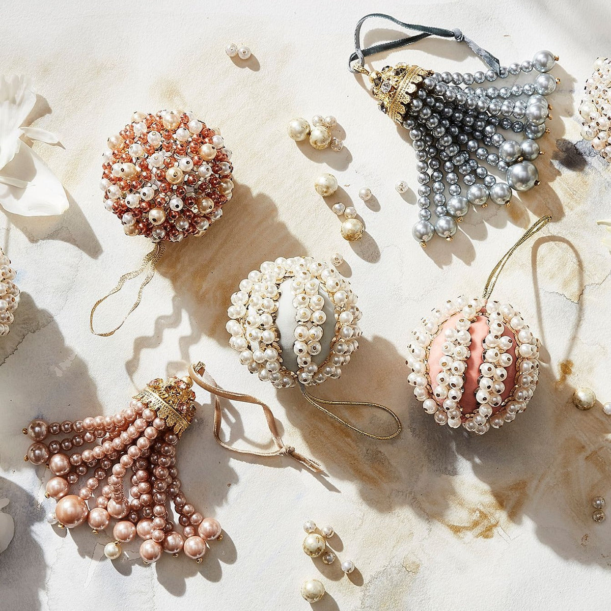 Hanging Ornament Pearl Tassel, Grey