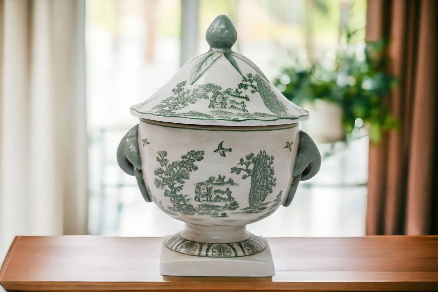 Green Willow Lidded Urn
