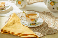 Lemon Bee Fine Porcelain Tea Set – Teapot with 4 Cups & Saucers