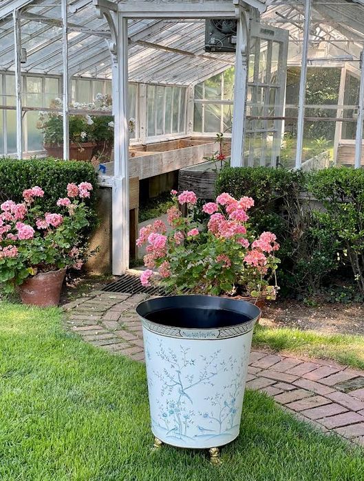 Ivory & Blue Chinoiserie Footed Floor Planter (Various Sizes)