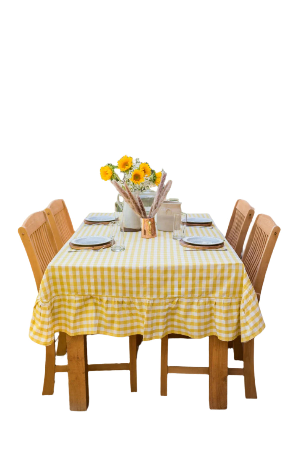 Yellow Ruffled Gingham Tablecloth (various sizes)