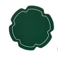 Cabbage Green Leaf-Shaped Faux Leather Placemat – Luxury Scalloped Edge Design