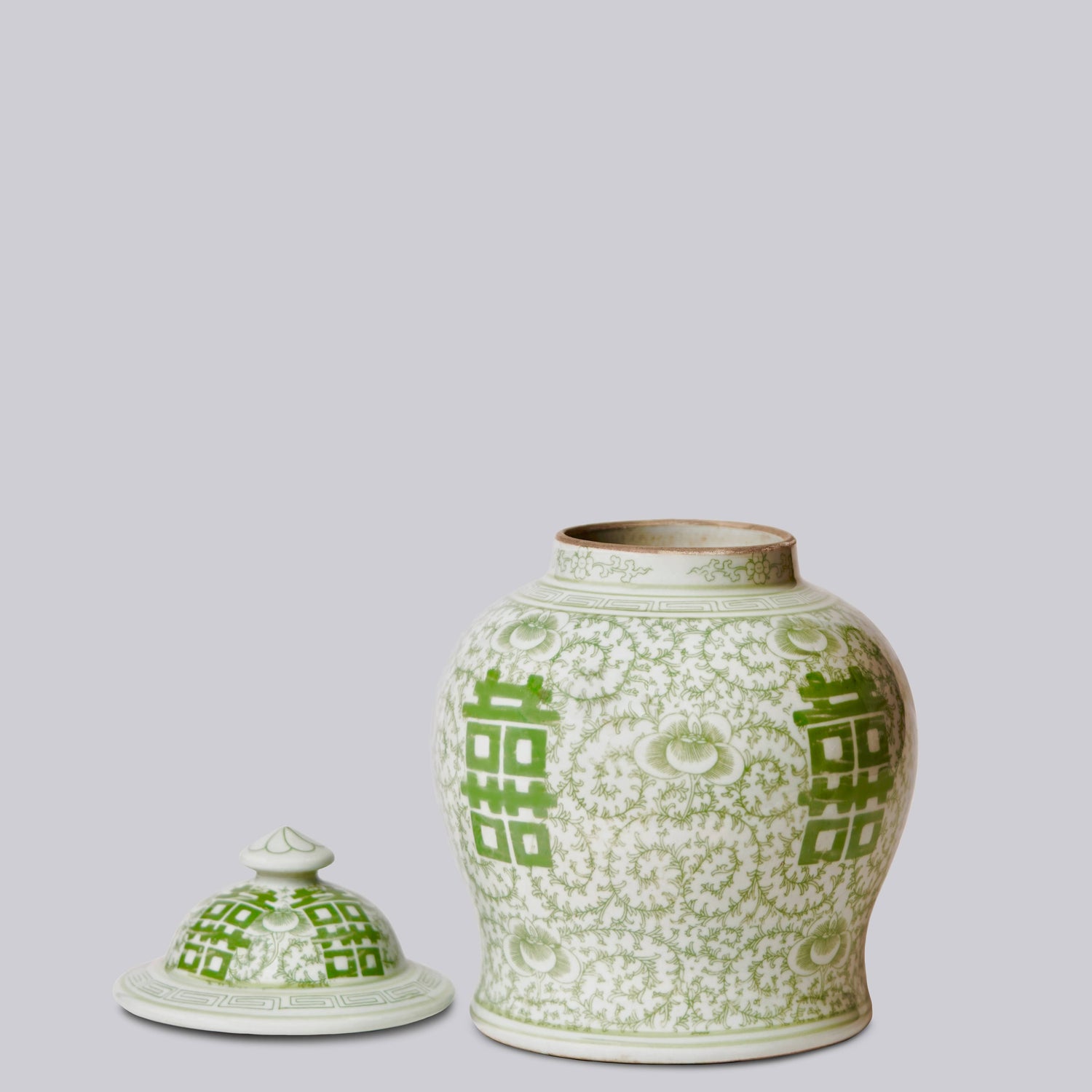 Green and White Double Happiness Jar