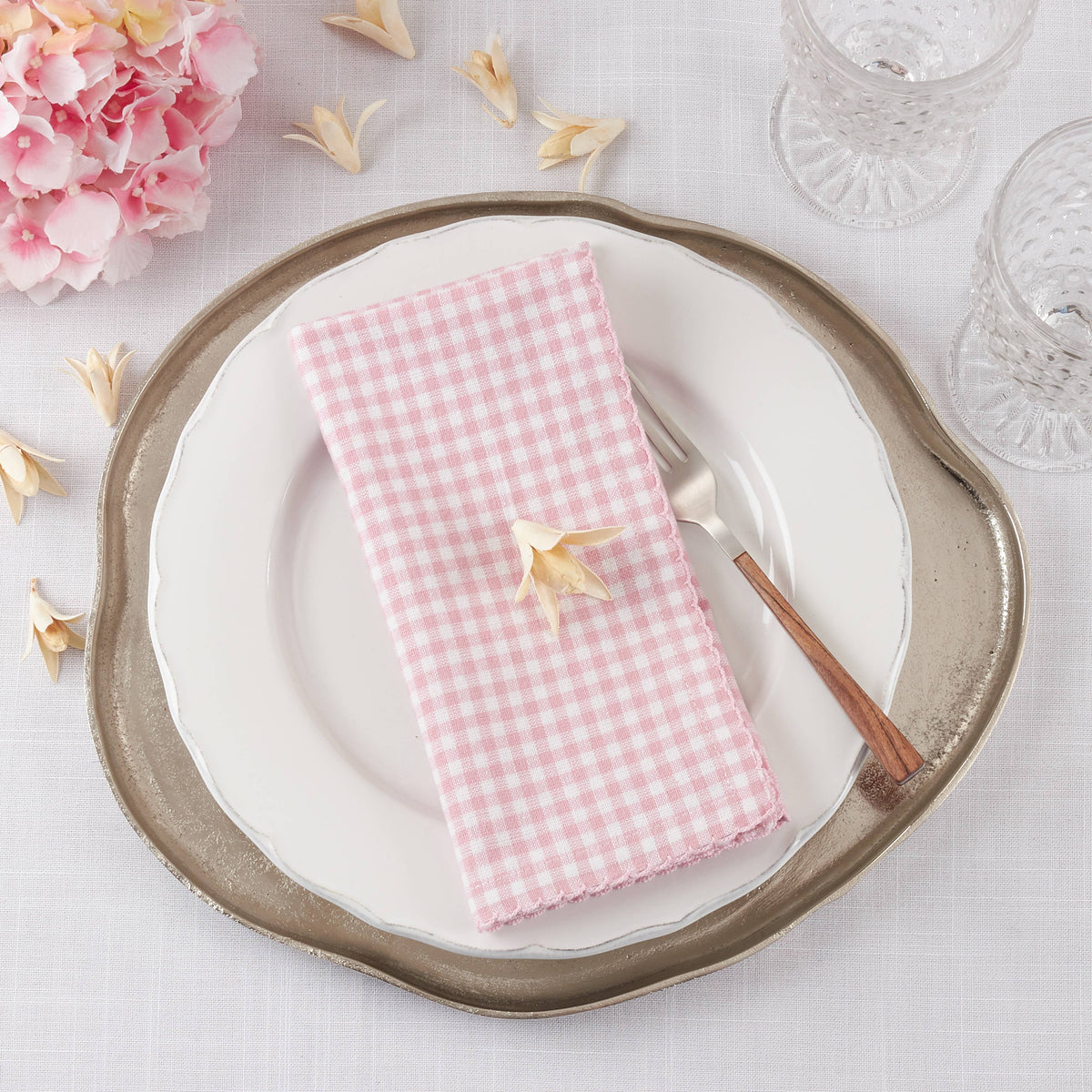 Pink Gingham Cotton Dinner Napkin 18" - Set of 2