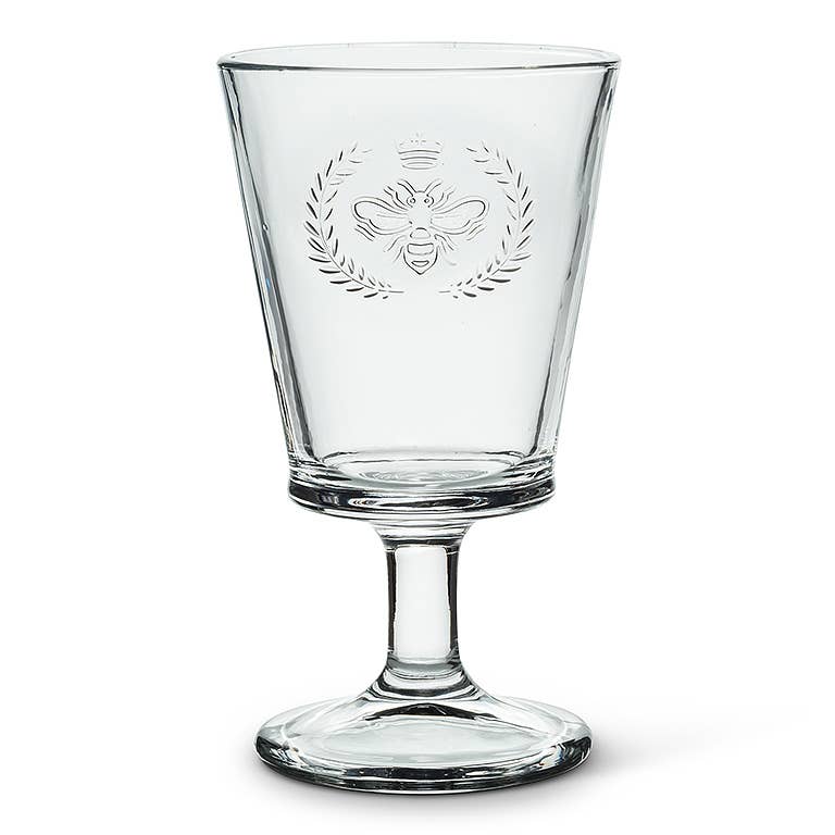 Bee in Crest Wine Glass – 6" H (10 oz)