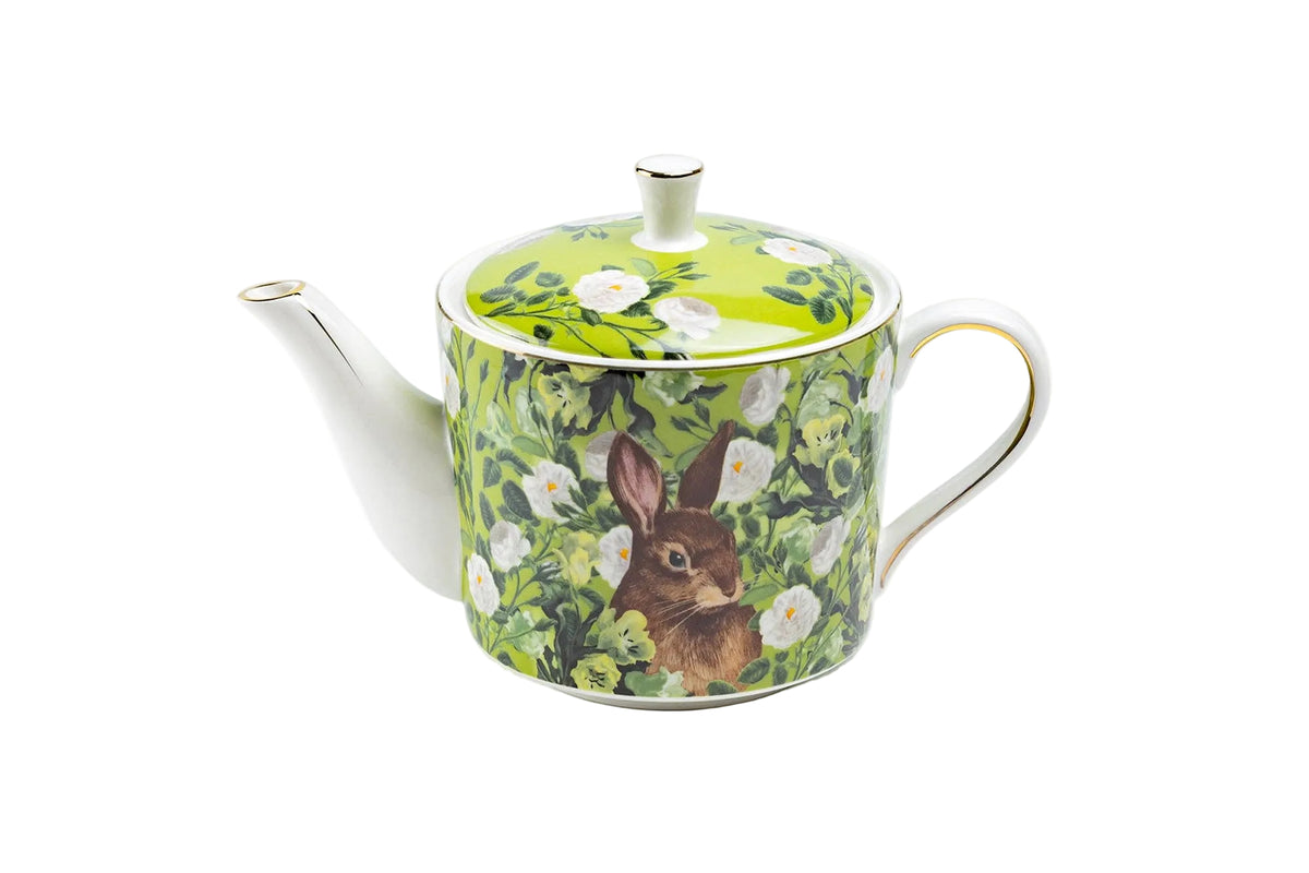 Bunny in Bloom Porcelain Tea Set – Teapot with 4 Cups & Saucers