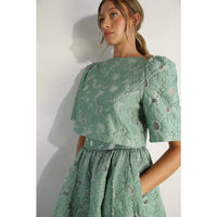 Flower Embossed Crop Top & Skirt Set