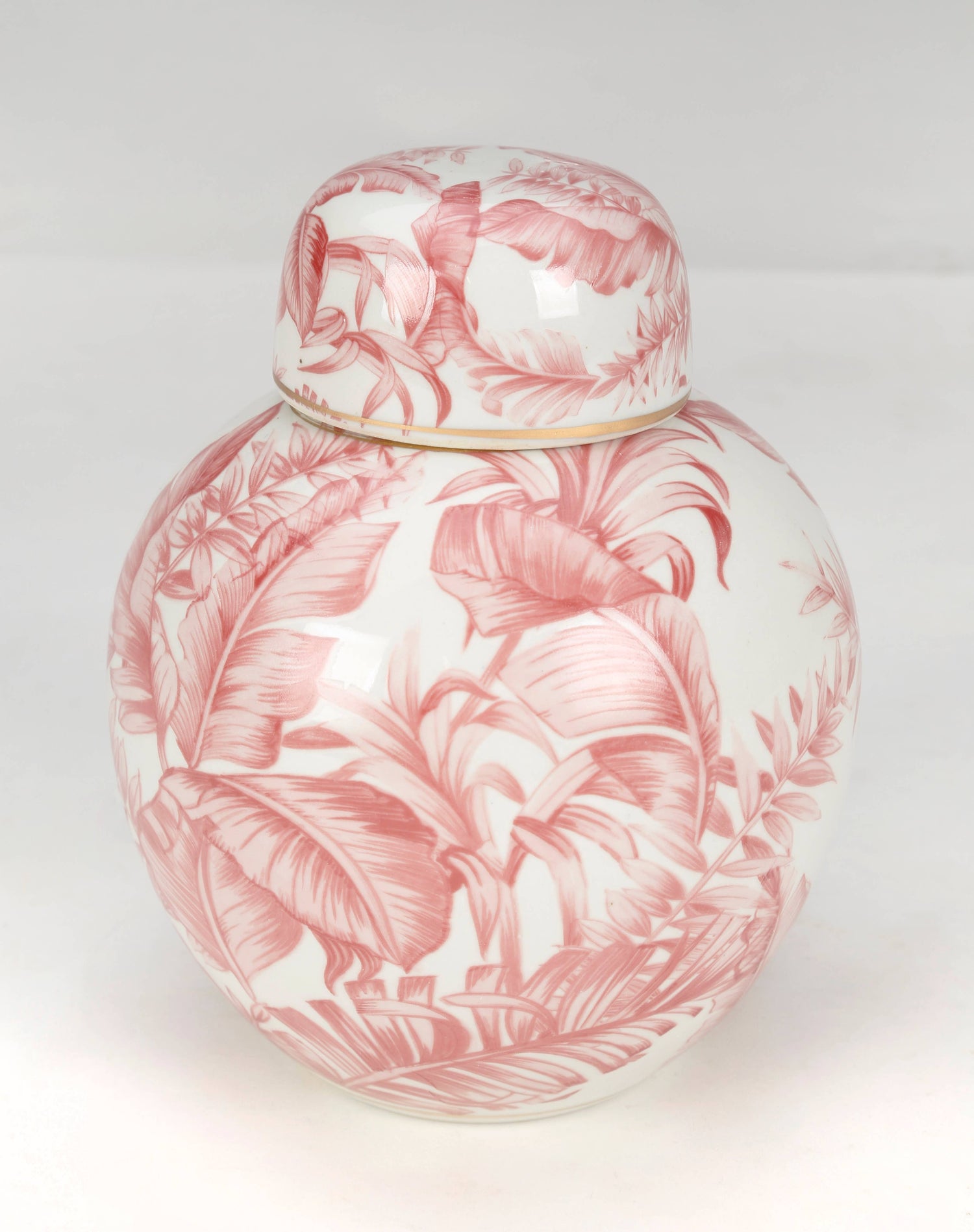 Hand Painted Pink Palm Jar