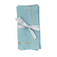 Gold Trim Dinner Napkins – Duck Egg Blue (Set of 2)