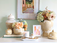 Chinoiserie Pumpkin Jars with 22K Gold Accents in Sand (Various Sizes)